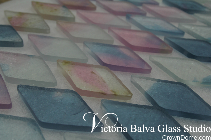 kiln formed glass elements pre-cut for custom beveling