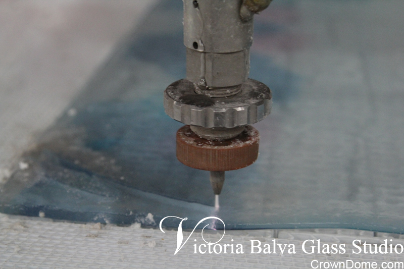 Glass water jet cut for custom beveling