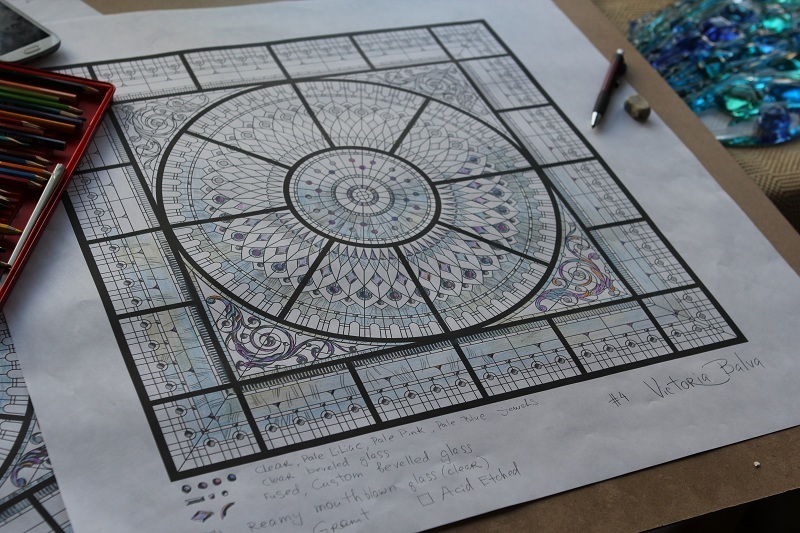 Leaded glass dome with crystal jewels design proposal