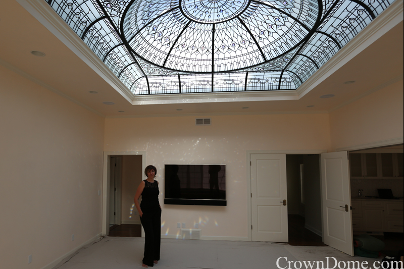 Victoria Balva - architectural glass artist . leaded glass dome with custom bevelled glass and crystal jewels installation