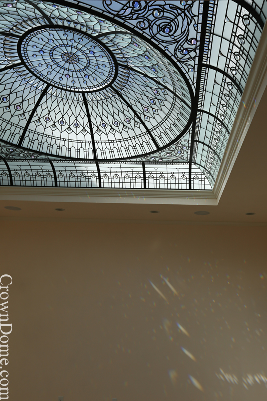In a daylight leaded glass dome.