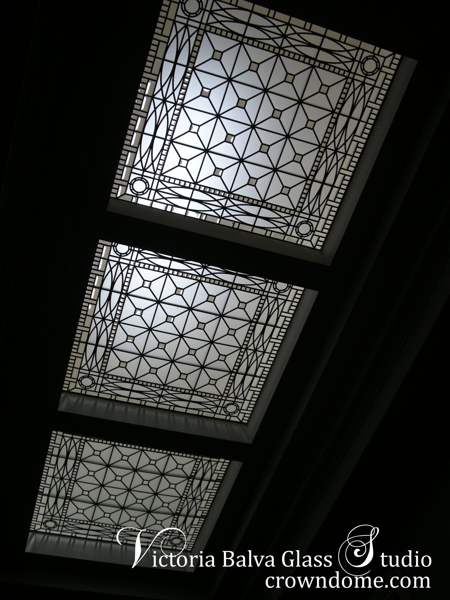 leaded glass flat skylight with beveled glass