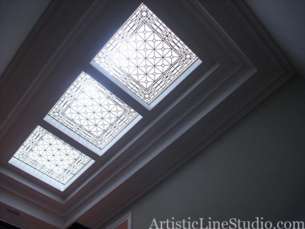 leaded glass flat skylight with beveled glass