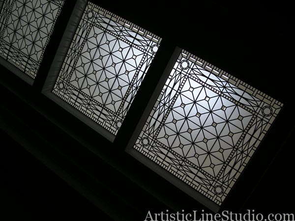 leaded glass flat skylight with beveled glass
