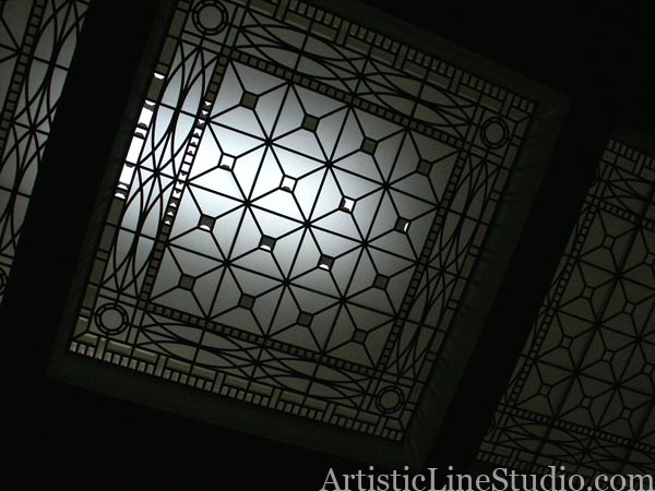 leaded glass flat skylight with beveled glass
