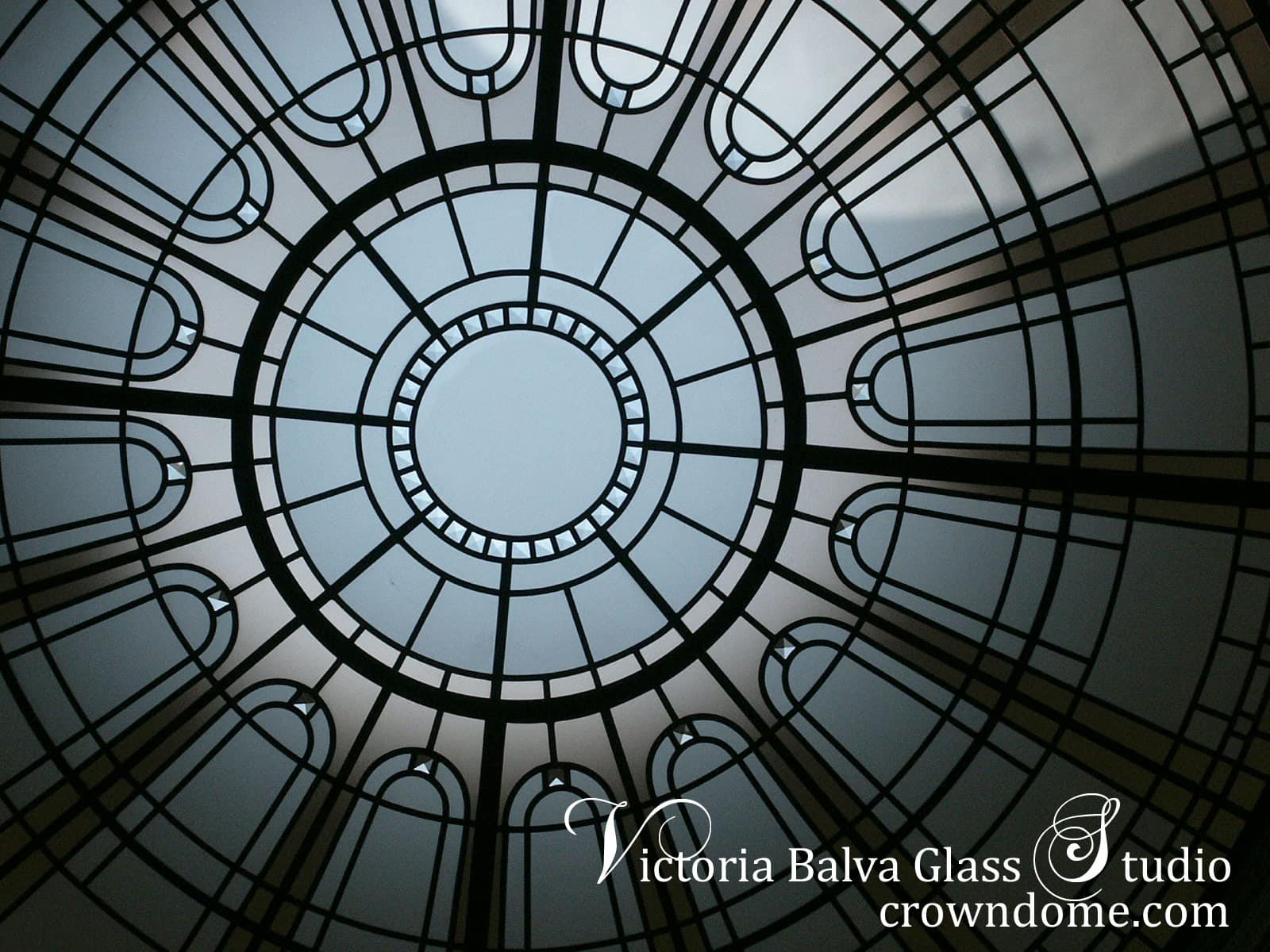 stained and leaded decorative glass skylight with beveled glass