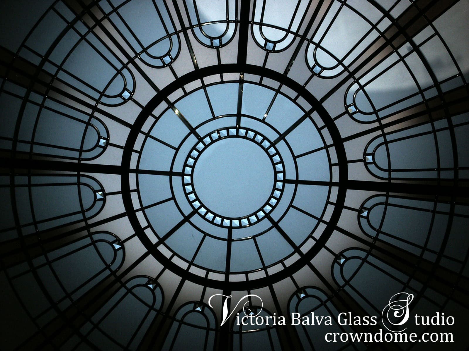 stained and leaded decorative glass skylight with beveled glass
