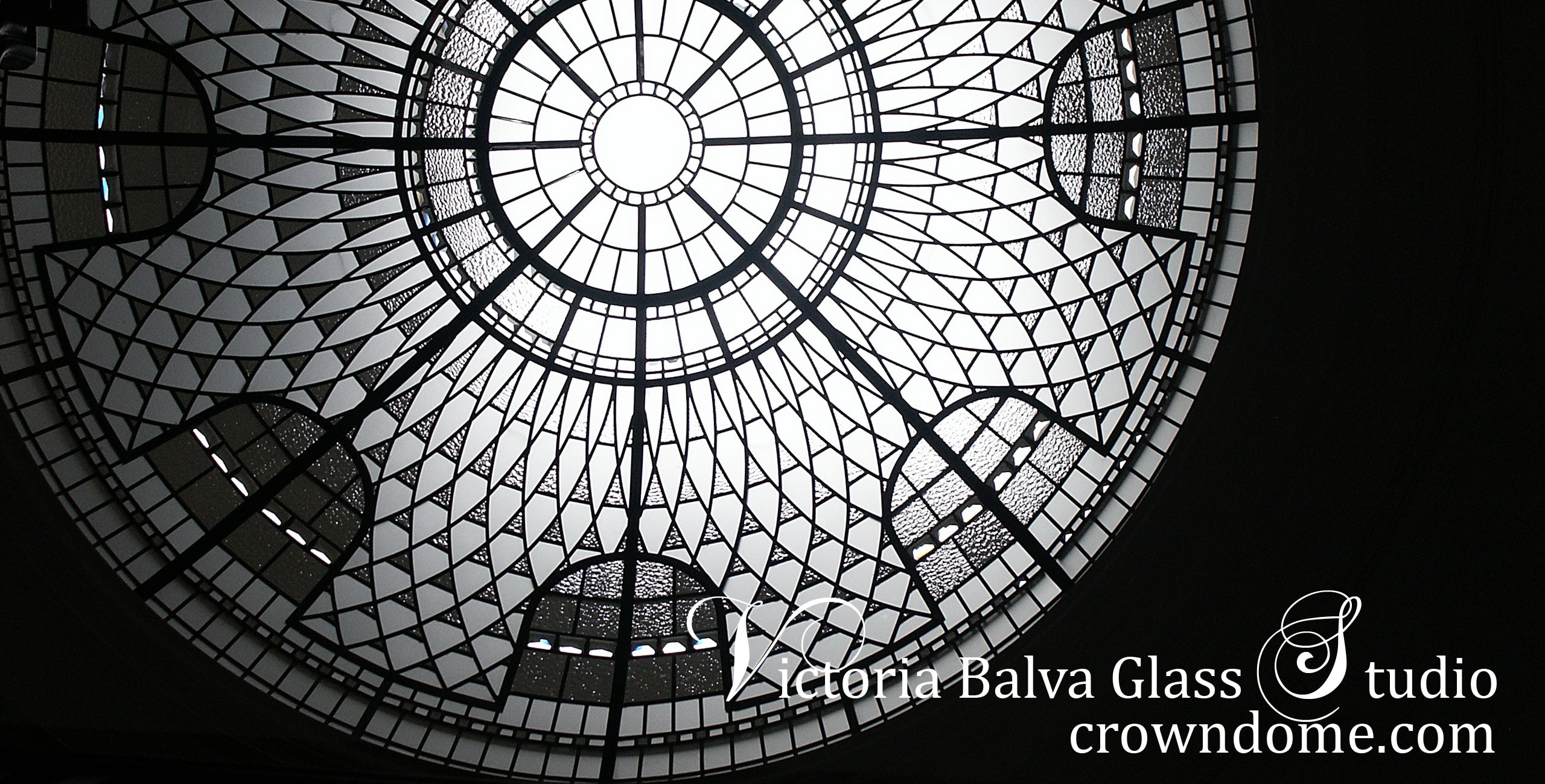 stained and leaded glass dome with custom jewels andbeveled glass