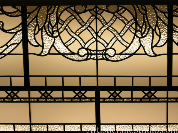 stained and leaded glass flat skylight