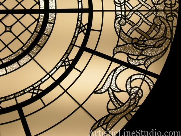 stained and leaded glass flat skylight
