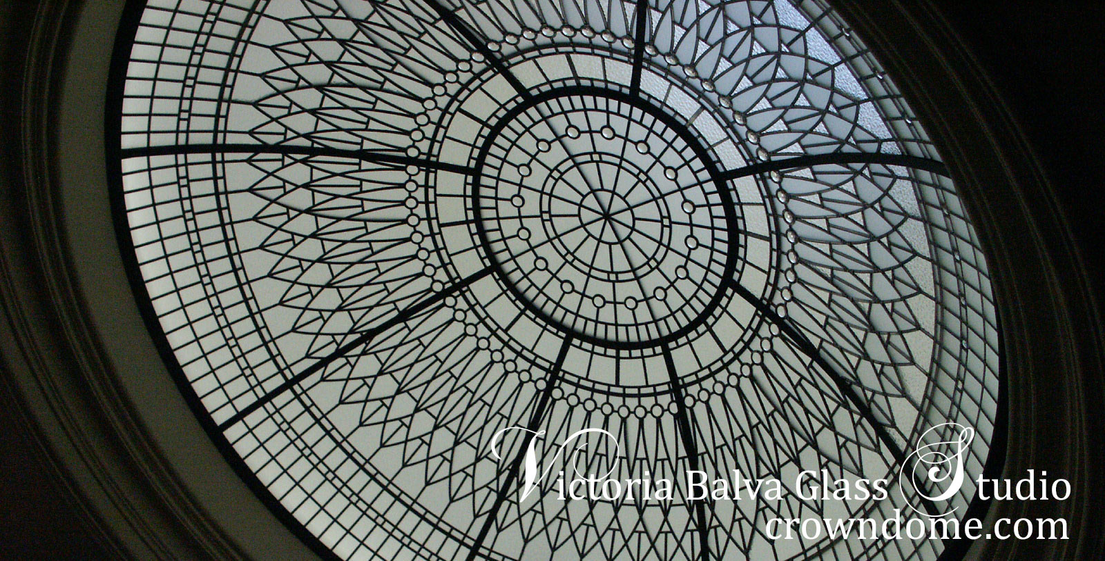 stained and leaded glass dome with jewels and beveled glass finished with moldings