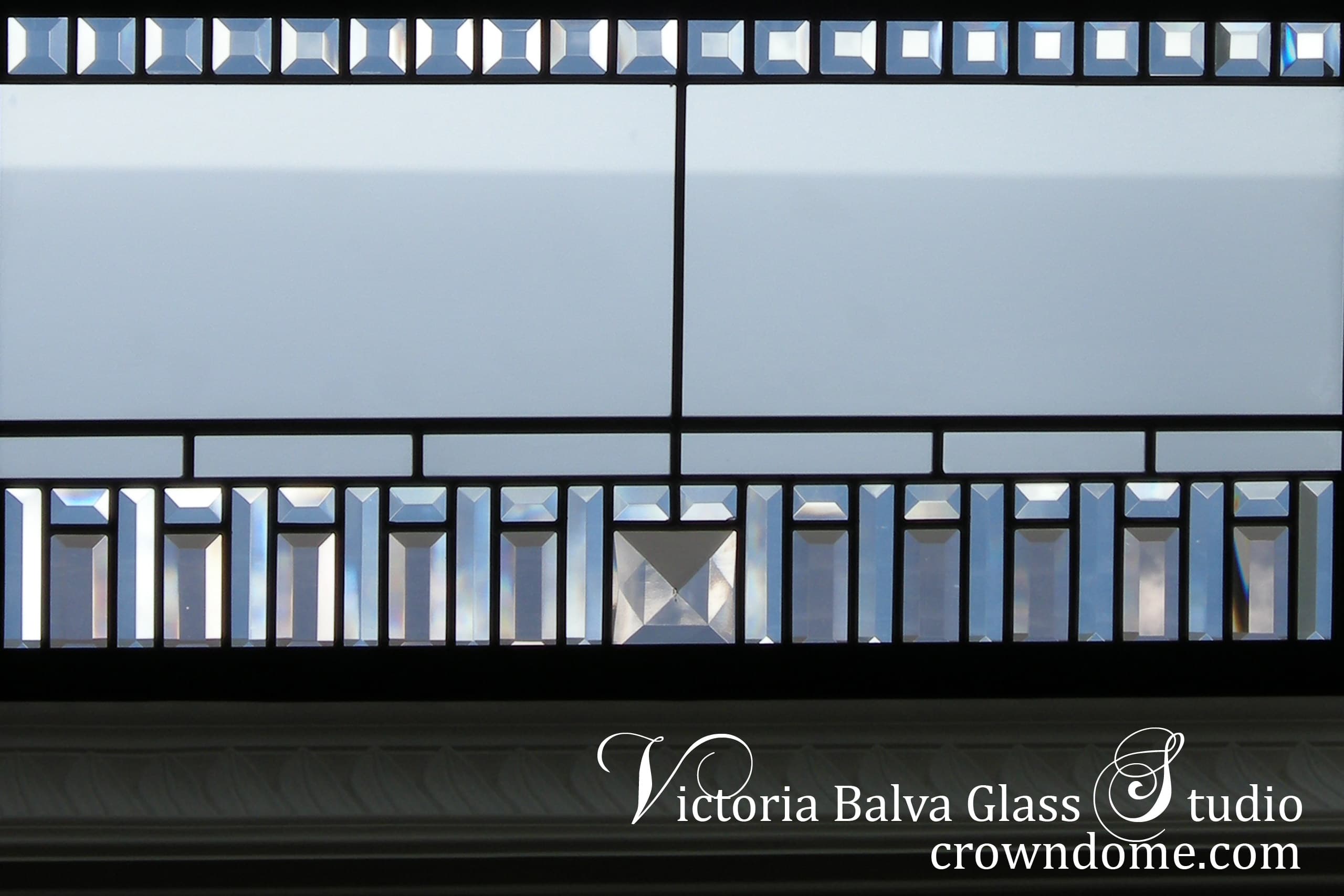 stained and leaded glass skylight with custom made jewels