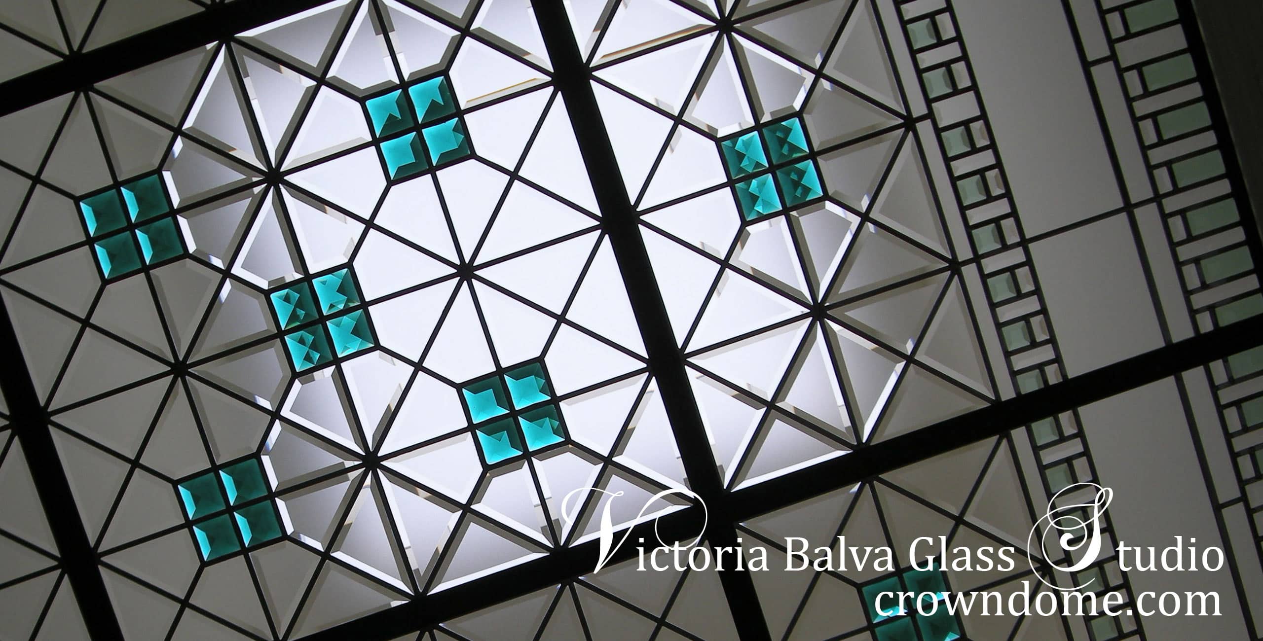 Stained and leaded glass skylight for a private residence in Toronto