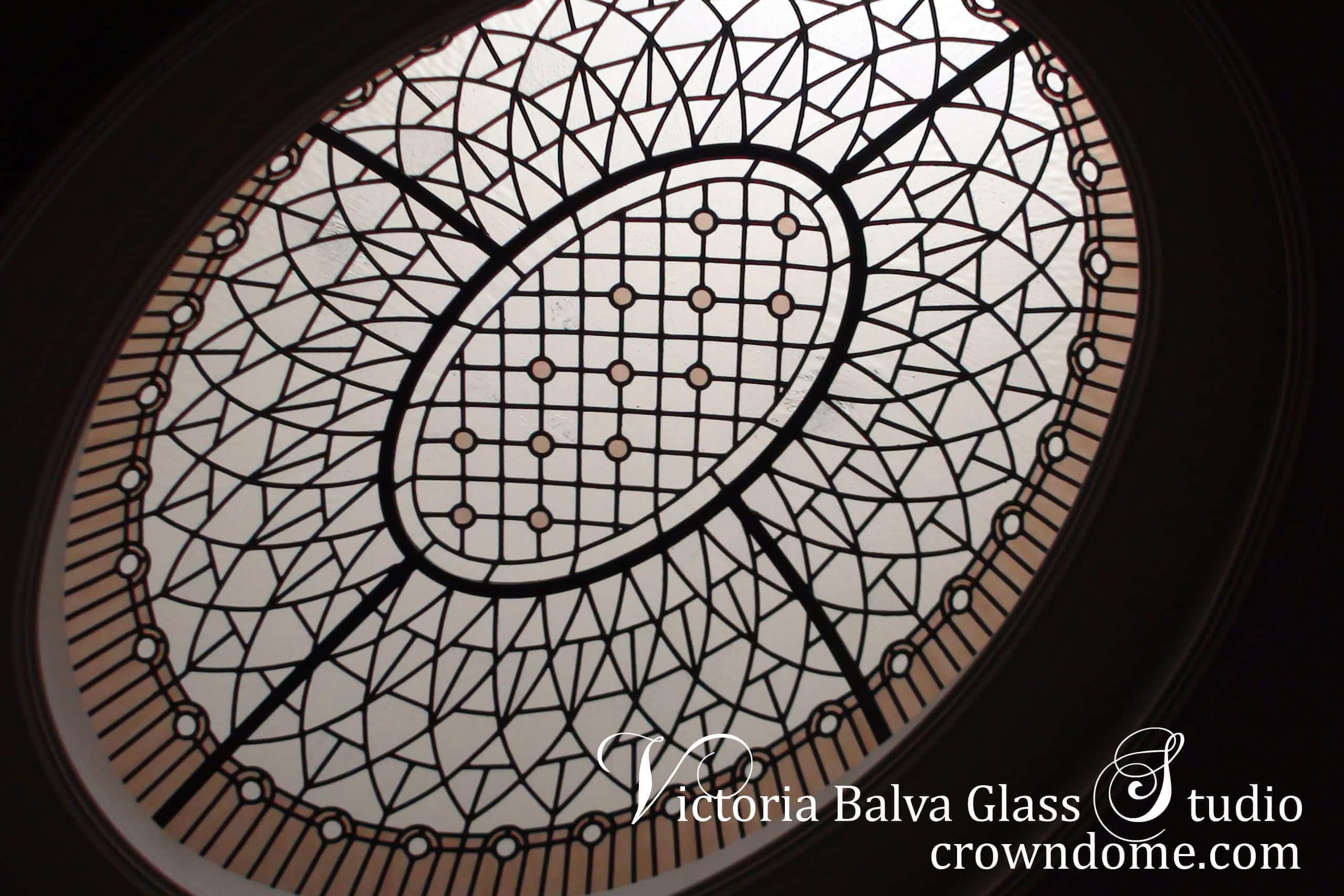 stained and leaded glass oval dome