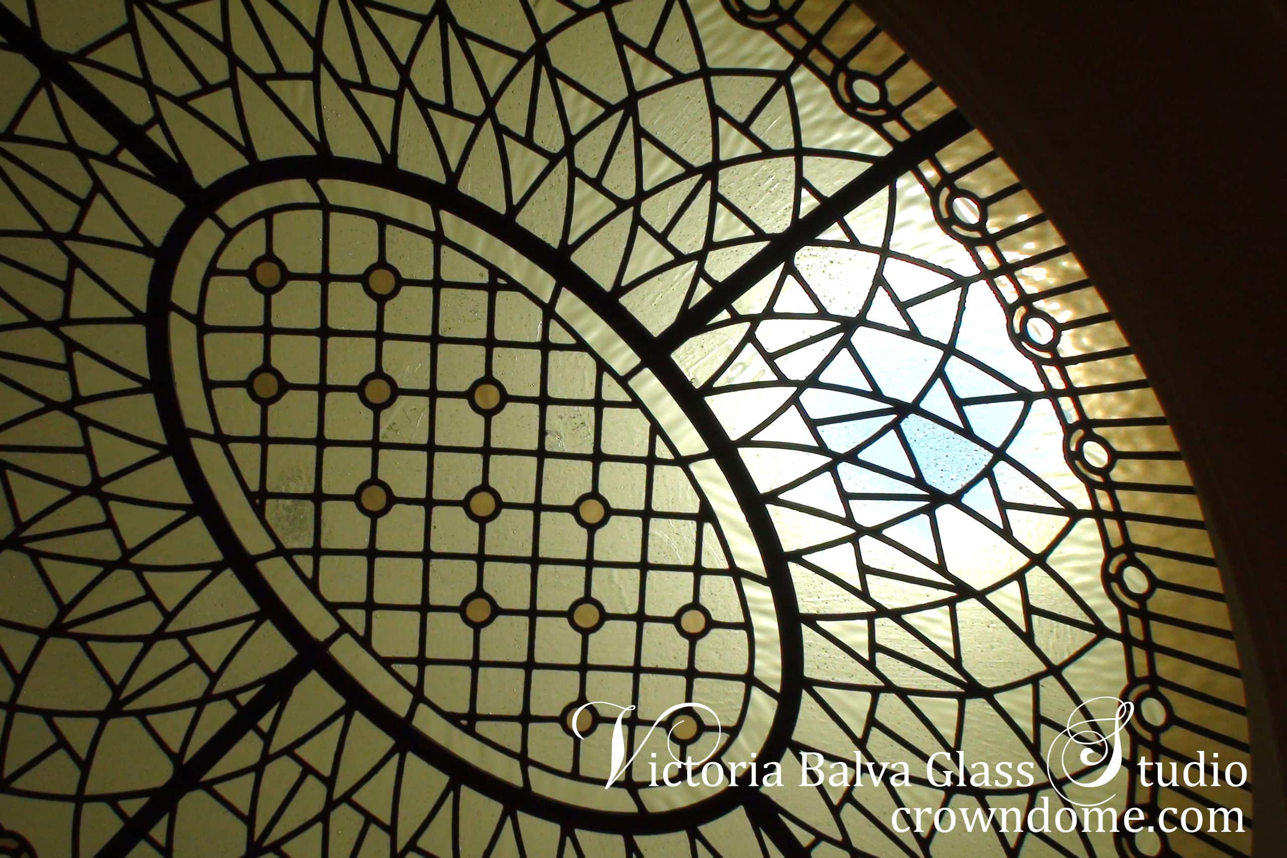 stained and leaded glass dome detail