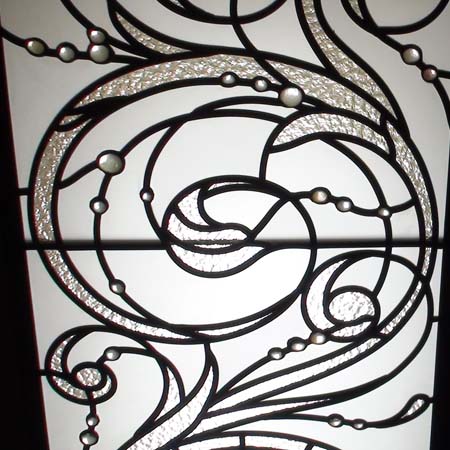 Barocco style decorative glass ceiling panel with nuggets as accents