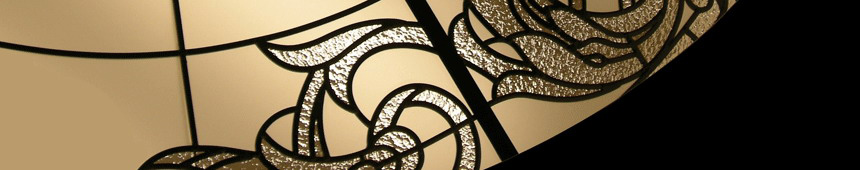 stained and leaded glass flat skylight ceiling in barocco style