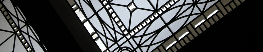 stained and leaded glass flat skylight ceiling with crystals and beveled glass