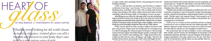 Our Homes Magazine has featured a story about Victoria Balva Glass Studio
